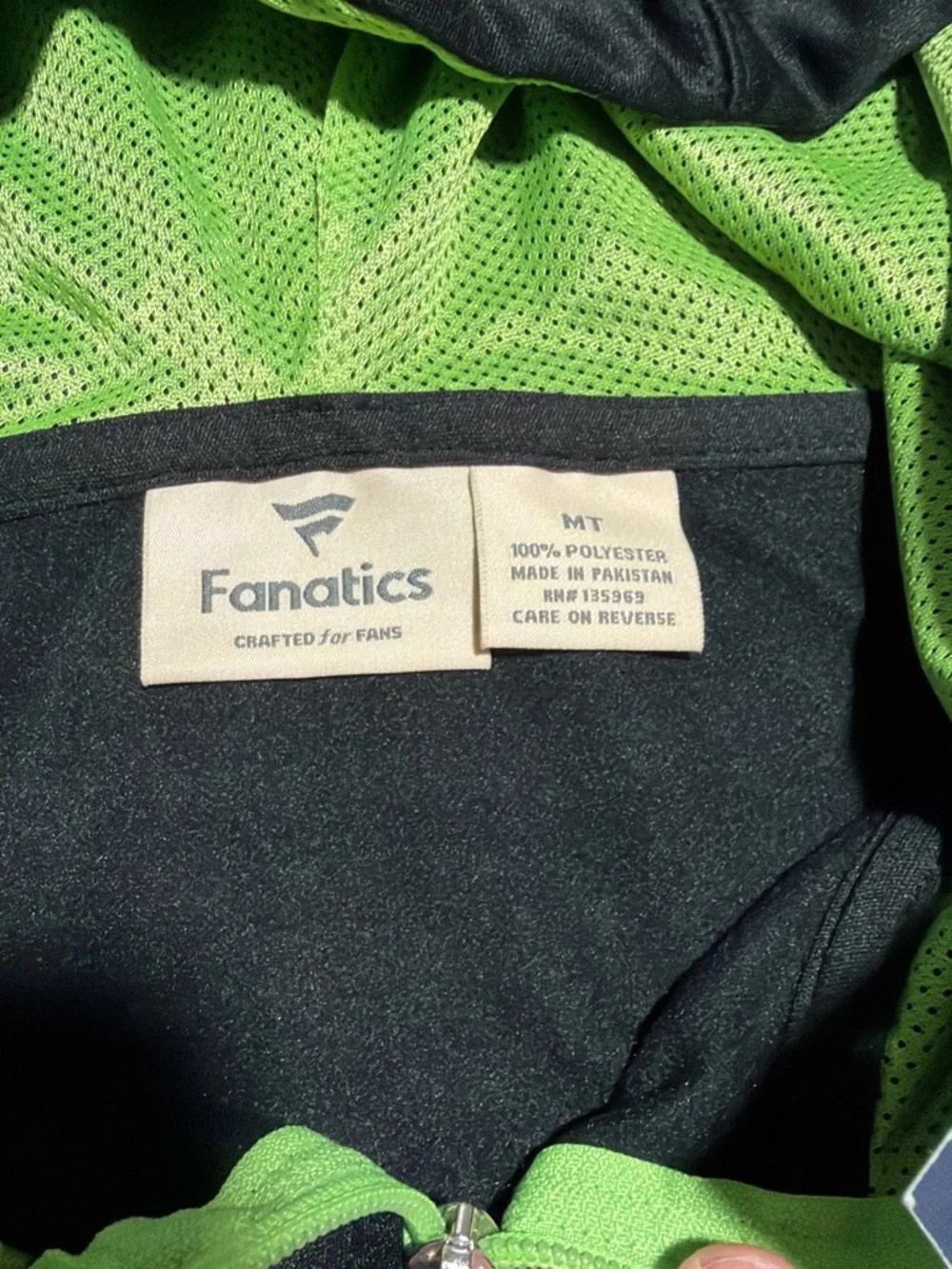 Fanatics Black Hoodie with Neon Green Accents - Seattle Sounders FC
